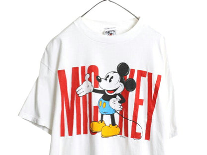 90s USA製 ミッキー イラスト プリント Tシャツ メンズ レディース XL 古着 オールド ディズニー オフィシャル キャラクター 大きいサイズ