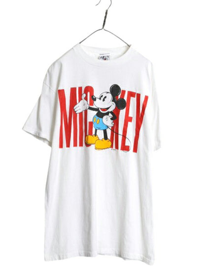 90s USA製 ミッキー イラスト プリント Tシャツ メンズ レディース XL 古着 オールド ディズニー オフィシャル キャラクター 大きいサイズ