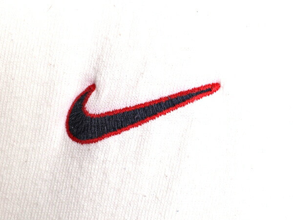 90s USA製 ナイキ ボーダー 半袖 Tシャツ メンズ L オールド 当時物 スウッシュ ロゴ 刺繍 サッカー 星条旗 ヘビーウェイト カットソー 白
