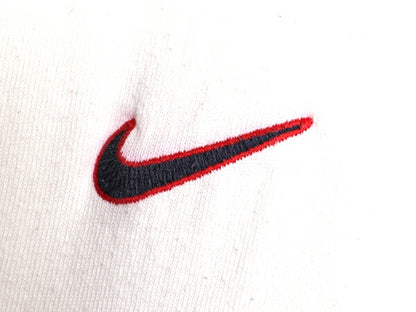 90s USA製 ナイキ ボーダー 半袖 Tシャツ メンズ L オールド 当時物 スウッシュ ロゴ 刺繍 サッカー 星条旗 ヘビーウェイト カットソー 白
