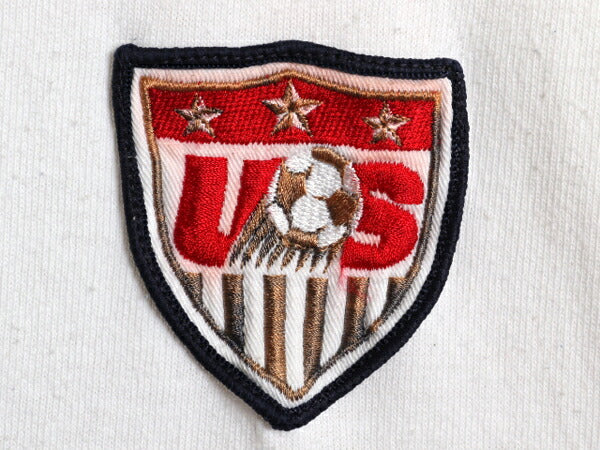90s USA製 ナイキ ボーダー 半袖 Tシャツ メンズ L オールド 当時物 スウッシュ ロゴ 刺繍 サッカー 星条旗 ヘビーウェイト カットソー 白