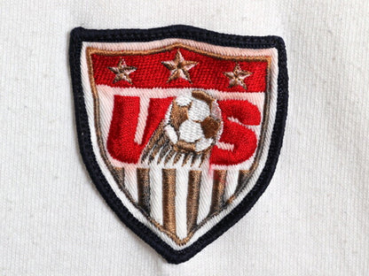 90s USA製 ナイキ ボーダー 半袖 Tシャツ メンズ L オールド 当時物 スウッシュ ロゴ 刺繍 サッカー 星条旗 ヘビーウェイト カットソー 白