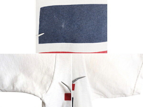 90s USA製 ナイキ ボーダー 半袖 Tシャツ メンズ L オールド 当時物 スウッシュ ロゴ 刺繍 サッカー 星条旗 ヘビーウェイト カットソー 白