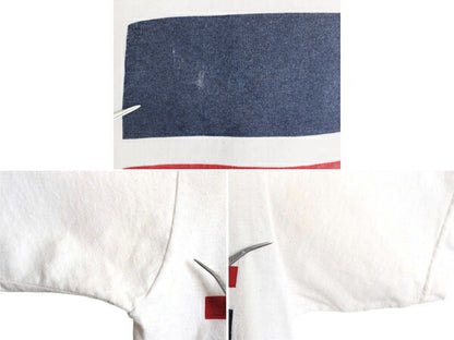 90s USA製 ナイキ ボーダー 半袖 Tシャツ メンズ L オールド 当時物 スウッシュ ロゴ 刺繍 サッカー 星条旗 ヘビーウェイト カットソー 白