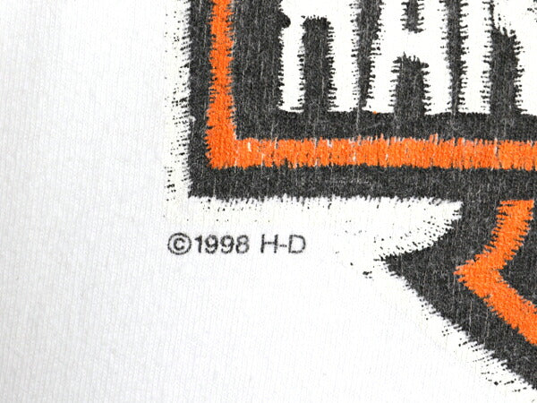 90s ハーレー ダビッドソン プリント Tシャツ メンズ XL オールド オフィシャル ロゴ グラフィック バイク 大きいサイズ ヘビーウェイト 白