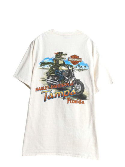 ハーレーダビッドソン 両面 プリント Tシャツ メンズ L / オフィシャル バイク ワニ キャラクター イラスト グラフィック ヘビーウェイト