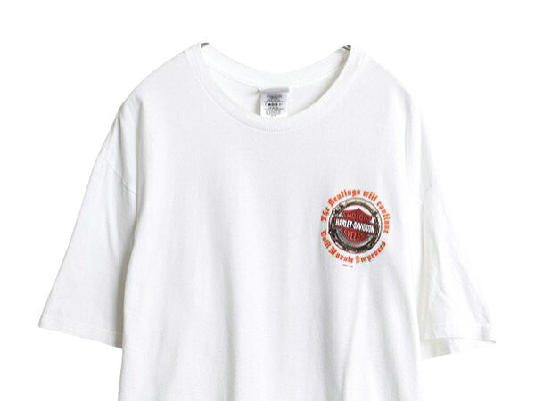 ハーレーダビッドソン 両面 プリント Tシャツ メンズ XL オフィシャル バイク スカル イラスト グラフィック ヘビーウェイト 大きいサイズ