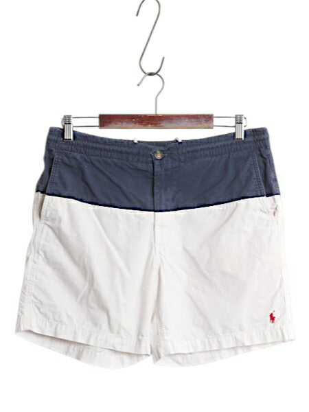 ポロ ラルフローレン コットン ショートパンツ メンズ M / ショーツ ハーフパンツ 短パン ノータック ワンポイント ツートン ポケット付き