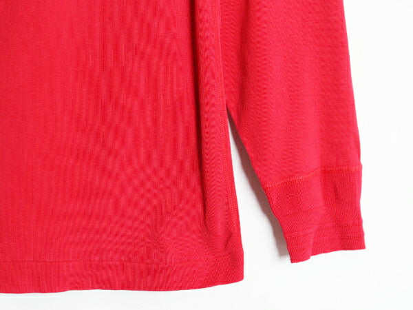 90s ラルフローレン ヘンリーネック 長袖 Tシャツ メンズ M / 90年代 オールド ポロ ロンT ポニー無し 無地 シングルステッチ リブ編み 赤