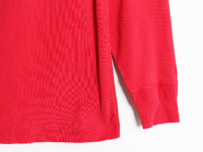 90s ラルフローレン ヘンリーネック 長袖 Tシャツ メンズ M / 90年代 オールド ポロ ロンT ポニー無し 無地 シングルステッチ リブ編み 赤