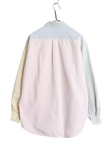 90s トミーヒルフィガー クレイジー パターン オックスフォード 長袖 ボタンダウン シャツ メンズ M / オールド TOMMY HILFIGER ストライプ