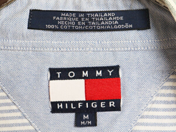 90s トミーヒルフィガー クレイジー パターン オックスフォード 長袖 ボタンダウン シャツ メンズ M / オールド TOMMY HILFIGER ストライプ