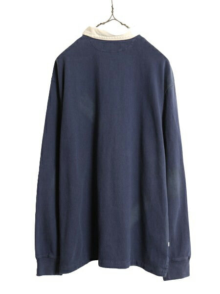 00s ポロ ラルフローレン 長袖 ラガー シャツ メンズ XL 古着 00年代 オールド ラグビーシャツ コットン ヘビーウェイト 大きいサイズ 紺