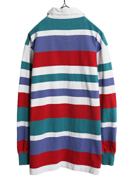 90s ウールリッチ ボーダー 長袖 ラガー シャツ メンズ М 古着 90年代 オールド Woolrich 長袖シャツ ヘビーウェイト マルチカラー 旧タグ