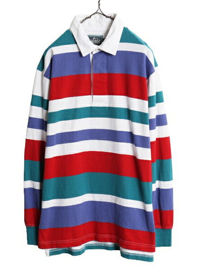 90s ウールリッチ ボーダー 長袖 ラガー シャツ メンズ М 古着 90年代 オールド Woolrich 長袖シャツ ヘビーウェイト マルチカラー 旧タグ