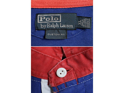 90s ポロ ラルフローレン ボーダー 長袖 ラガーシャツ メンズ XL 古着 オールド ラグビー 長袖シャツ ヘビーウェイト 2トーン 大きいサイズ