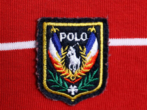 80s UNI CREST PATCH パッチ付き ポロ ラルフローレン ボーダー 長袖 ラガーシャツ L 小さめ メンズ M / ヴィンテージ ラグビー 長袖シャツ