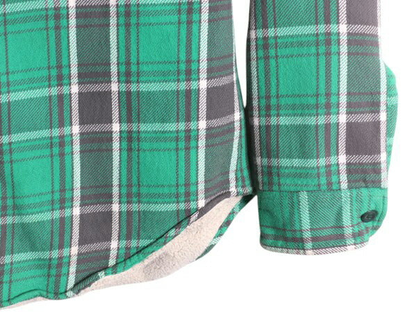 ラグビー ラルフローレン チェック ヘビー フランネル シャツ メンズ S ポロ ボア パイル フリース ライナー付き ネルシャツ ジャケット 緑