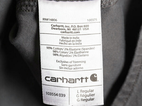 US企画 カーハート ボタンダウン キャンバス シャツ メンズ L 古着 Carhartt ワーク ストレッチ コットン 長袖シャツ ワンポイント グレー