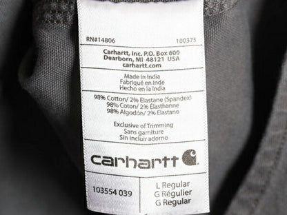 US企画 カーハート ボタンダウン キャンバス シャツ メンズ L 古着 Carhartt ワーク ストレッチ コットン 長袖シャツ ワンポイント グレー