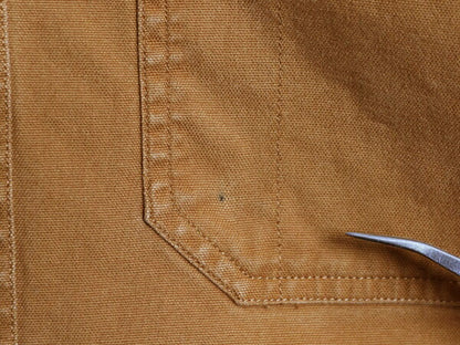 US企画 カーハート ボタンダウン キャンバス シャツ メンズ L / 古着 Carhartt ワーク ストレッチ コットン 長袖シャツ ワンポイント 無地