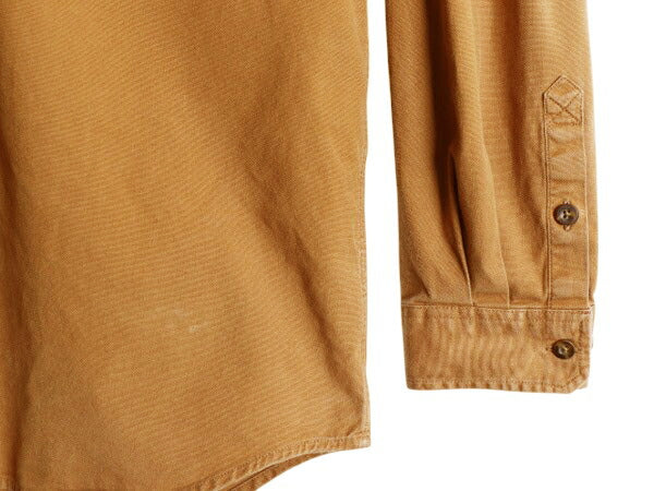 US企画 カーハート ボタンダウン キャンバス シャツ メンズ L / 古着 Carhartt ワーク ストレッチ コットン 長袖シャツ ワンポイント 無地