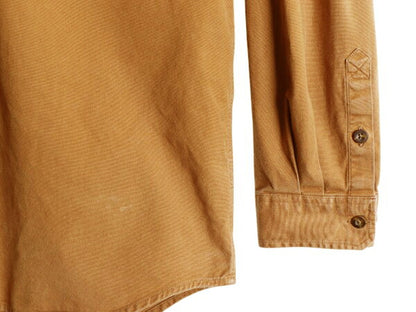 US企画 カーハート ボタンダウン キャンバス シャツ メンズ L / 古着 Carhartt ワーク ストレッチ コットン 長袖シャツ ワンポイント 無地