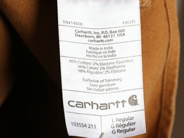 US企画 カーハート ボタンダウン キャンバス シャツ メンズ L / 古着 Carhartt ワーク ストレッチ コットン 長袖シャツ ワンポイント 無地