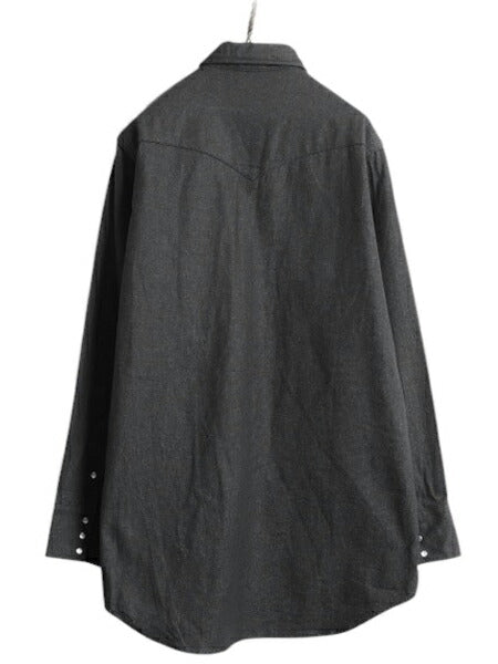 デッドストック 先染め 90s USA製 カーハート ブラック デニム ウエスタン シャツ メンズ L / 90年代 オールド Carhartt ワーク 長袖シャツ