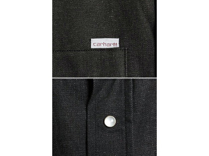 デッドストック 先染め 90s USA製 カーハート ブラック デニム ウエスタン シャツ メンズ L / 90年代 オールド Carhartt ワーク 長袖シャツ