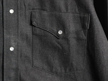 デッドストック 先染め 90s USA製 カーハート ブラック デニム ウエスタン シャツ メンズ L / 90年代 オールド Carhartt ワーク 長袖シャツ