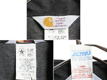 デッドストック 先染め 90s USA製 カーハート ブラック デニム ウエスタン シャツ メンズ L / 90年代 オールド Carhartt ワーク 長袖シャツ