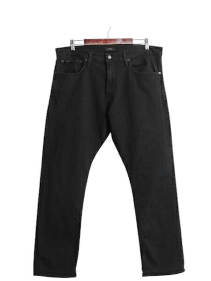 ポロ ラルフローレン ブラック デニム パンツ 36 30 / 古着 ジーンズ ジーパン スリム ストレート ストレッチ 5ポケット ジッパーフライ 黒