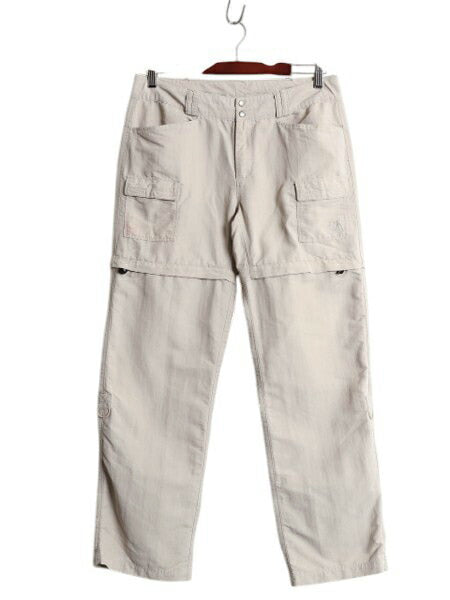 ノースフェイス 2WAY ナイロン カーゴ コンバーチブル パンツ レディース 実寸 32 29 古着 The North Face アウトドア ショーツ ロング 灰