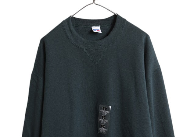 デッドストック 90s USA製 ラッセル 無地 スウェット メンズ レディース L / 90年代 オールド RUSSELL トレーナー 前V 裏起毛 クルーネック