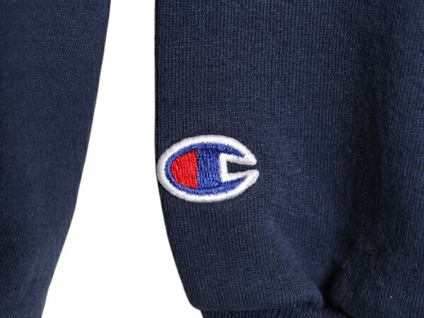 90s チャンピオン カレッジ プリント スウェット メンズ レディース L オールド Champion トレーナー 裏起毛 クルーネック 目付き ネイビー