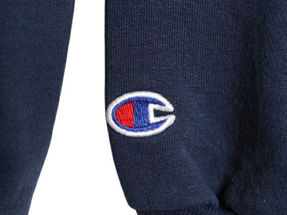 90s チャンピオン カレッジ プリント スウェット メンズ レディース L オールド Champion トレーナー 裏起毛 クルーネック 目付き ネイビー