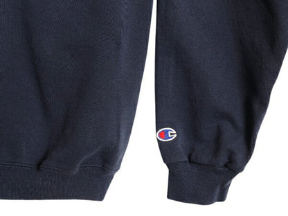 90s チャンピオン カレッジ プリント スウェット メンズ レディース L オールド Champion トレーナー 裏起毛 クルーネック 目付き ネイビー