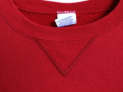 90s ラッセル 無地 スウェット メンズ レディース L / 古着 90年代 オールド RUSSELL トレーナー 前V 裏起毛 スエット クルーネック レッド