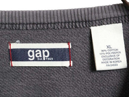00s OLD GAP 2段 フロッキー プリント スウェット メンズ レディース XL 00年代 オールド ギャップ 復刻 前V 裏起毛 トレーナー カットソー