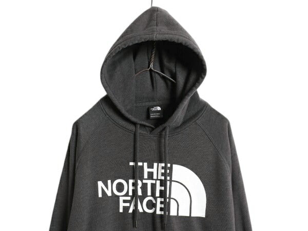 ノースフェイス プリント スウェット フード パーカー レディース L / The North Face アウトドア プルオーバー トレーナー 裏起毛 グレー