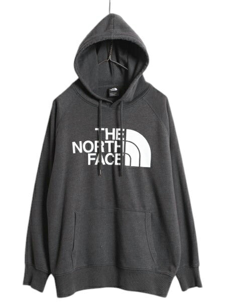 ノースフェイス プリント スウェット フード パーカー レディース L / The North Face アウトドア プルオーバー トレーナー 裏起毛 グレー