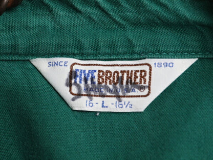 70s 80s USA製 ファイブブラザー コットン シャモア クロス ボタンダウン シャツ メンズ L ヴィンテージ FIVE BROTHER ネルシャツ グリーン