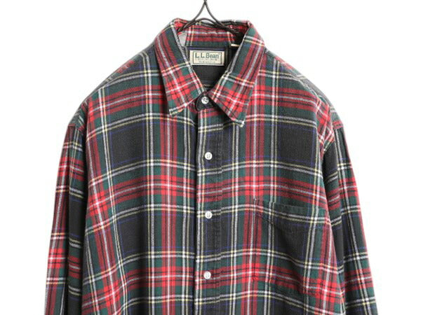 80s USA製 エルエルビーン チェック ライト フランネル シャツ メンズ L / 古着 ヴィンテージ LLBEAN 長袖シャツ ネルシャツ マルチカラー
