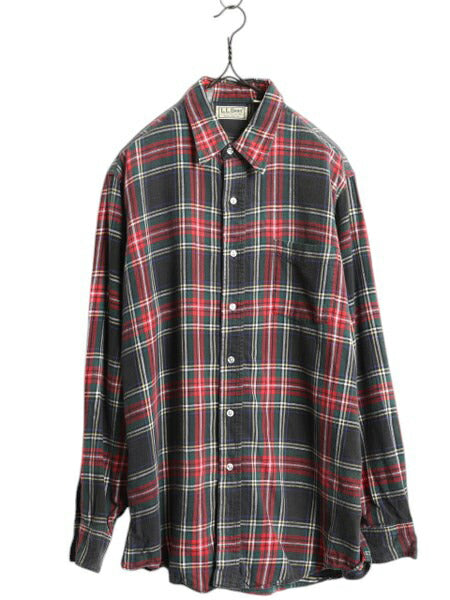 80s USA製 エルエルビーン チェック ライト フランネル シャツ メンズ L / 古着 ヴィンテージ LLBEAN 長袖シャツ ネルシャツ マルチカラー