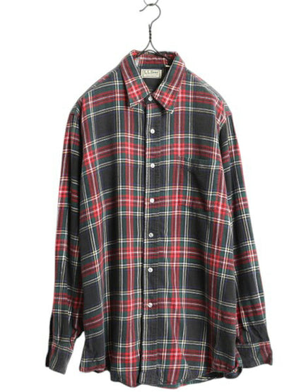 80s USA製 エルエルビーン チェック ライト フランネル シャツ メンズ L / 古着 ヴィンテージ LLBEAN 長袖シャツ ネルシャツ マルチカラー