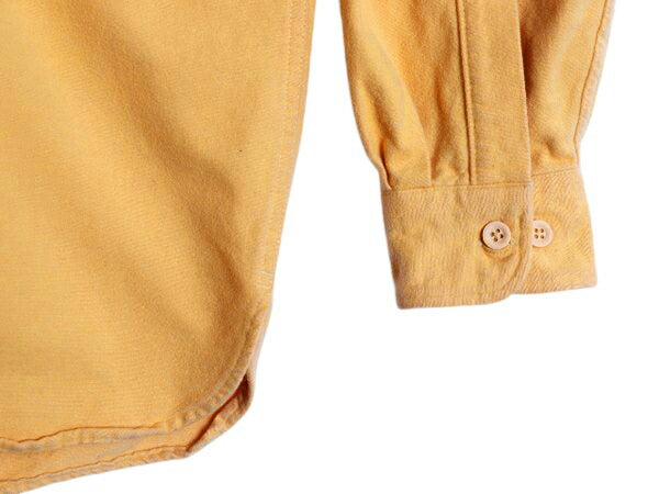 エルエルビーン コットン シャモア クロス シャツ メンズ L LLBean アウトドア 長袖シャツ ネルシャツ ヘビーウェイト フランネル 無地 黄