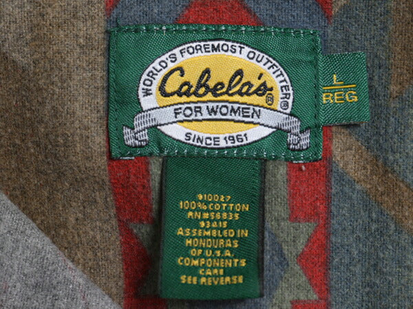90s カベラス ネイティブ 総柄 シャモア クロス 長袖 シャツ レディース L / 古着 90年代 オールド Cabelas アウトドア ヘビー フランネル