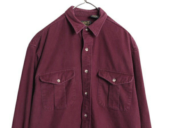90s USA製 エディーバウアー コットン シャモア クロス シャツ メンズ M / 90年代 オールド Eddie Bauer 黒タグ ネルシャツ 長袖シャツ 赤