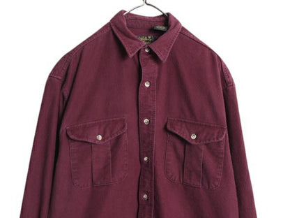 90s USA製 エディーバウアー コットン シャモア クロス シャツ メンズ M / 90年代 オールド Eddie Bauer 黒タグ ネルシャツ 長袖シャツ 赤